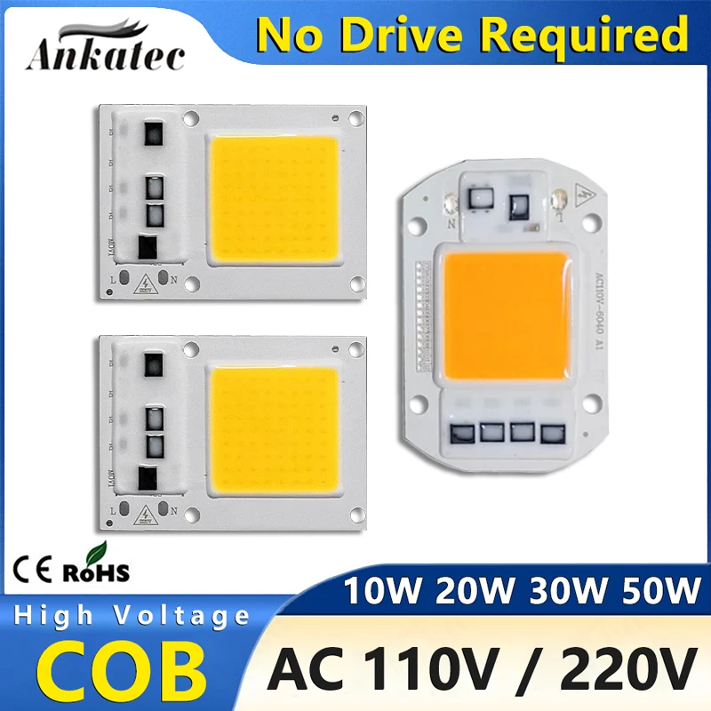 10Pcs LED COB Chip DIY Module Lamp Plate  No Need Driver 10W 20W 30W 50W High Voltage 110V 220V AC White Warm Color Lights Board