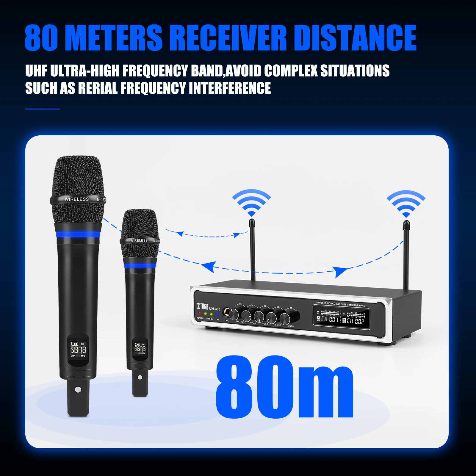 XTUGA UH300 UHF Professional W - Bluetooth Karaoke Microphone Handheld ulasan dan harga