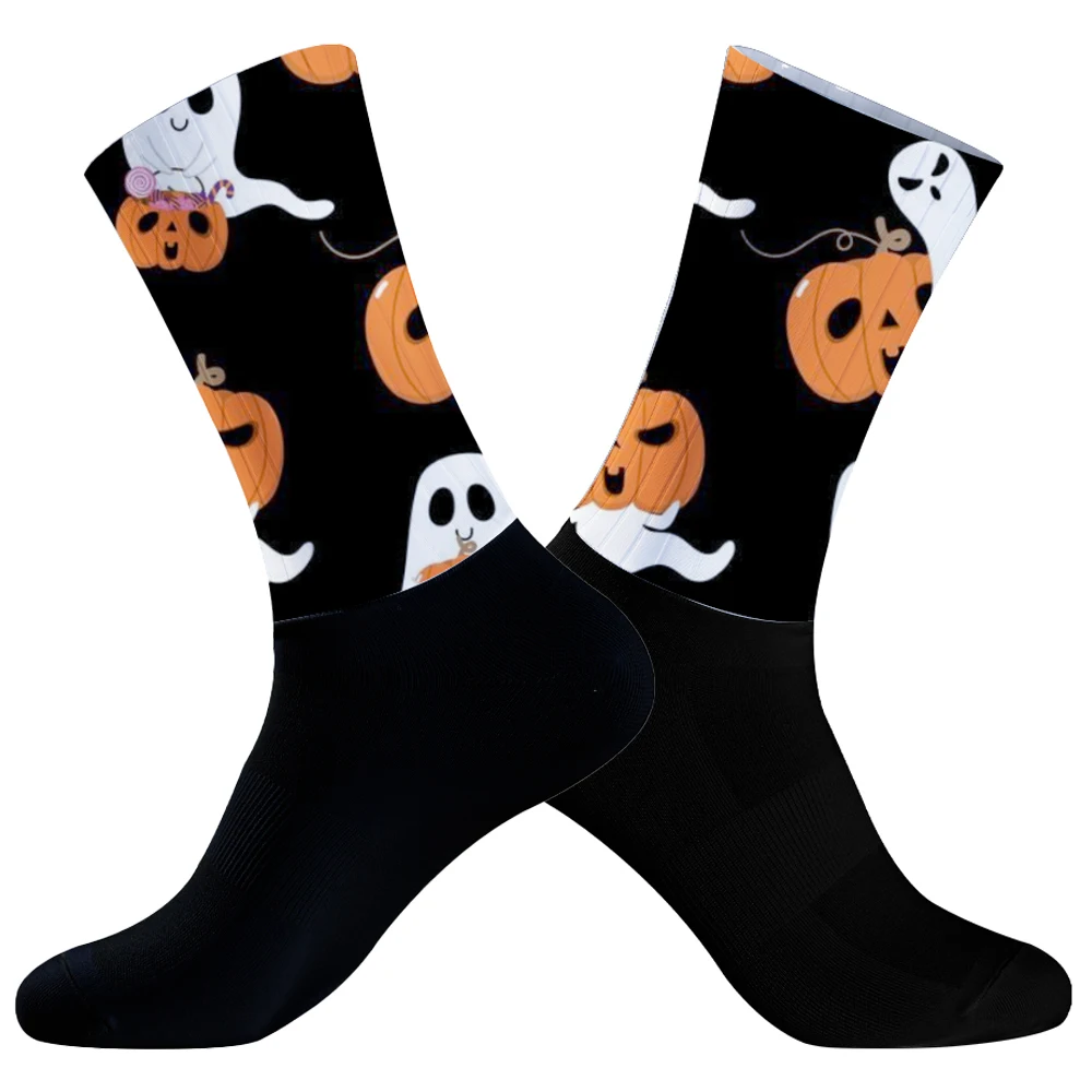 2024 Halloween Cycling Socks with Grippers for Yoga Football Gym Anti-slip Soccer Socks for Men and Women Breathable