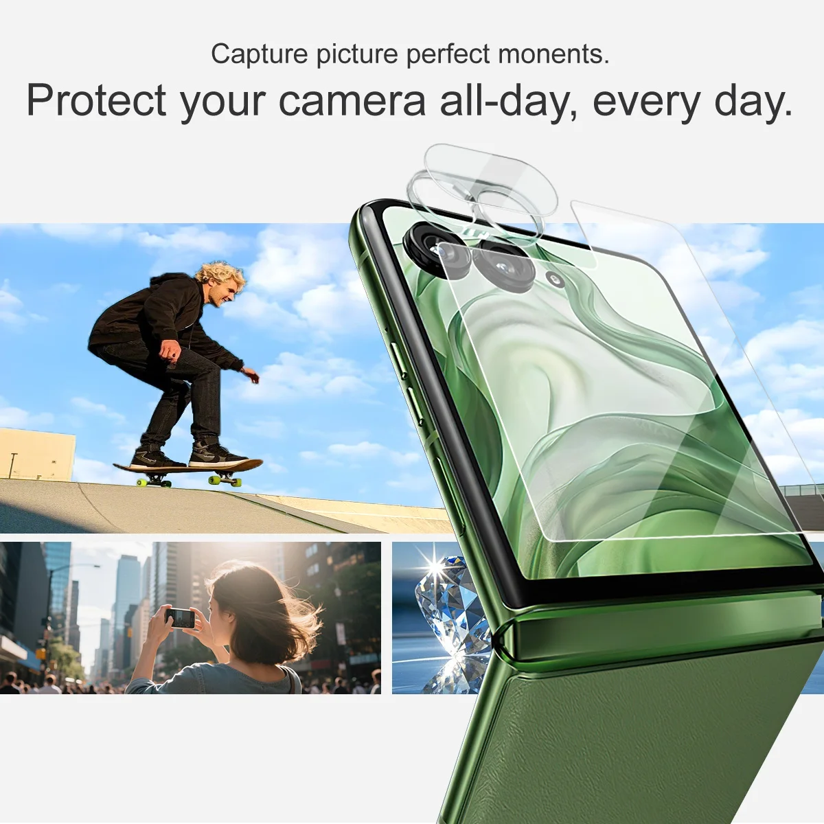 لعدسة Moto Razr 60 Ultra Glass IMAK + واقي شاشة زجاجي خلفي
