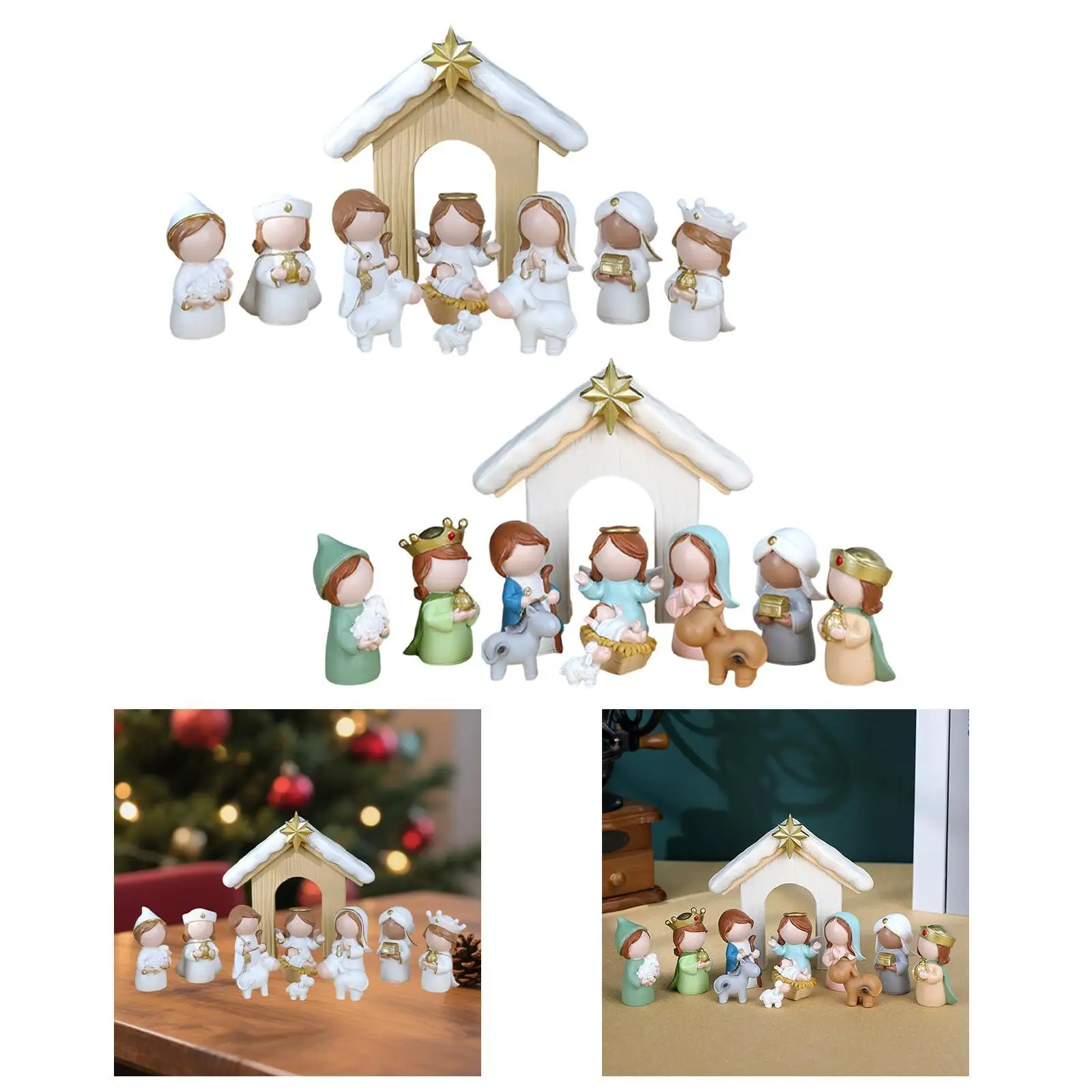 

12 шт., набор рождественских фигурок с героями мультфильмов, статуя из смолы для полки, каминный декор, украшение для рабочего стола, рождественское украшение ручной работы