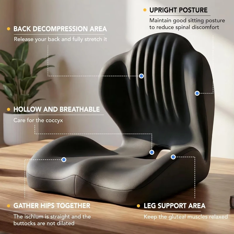 

Memory Foam Back Support Pad Ergonomic Lumbar Cushion Back Pain Relief Car Seat Office Chair Daily Use Non-slip Stable Design