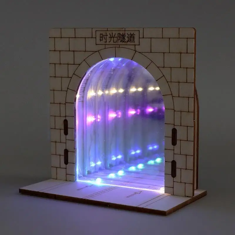 【L】DIY Abyss Mirror Time Tunnel Lamp Visual Calming Fidget Color Glowing Desk Decor Collectible Holiday Supply