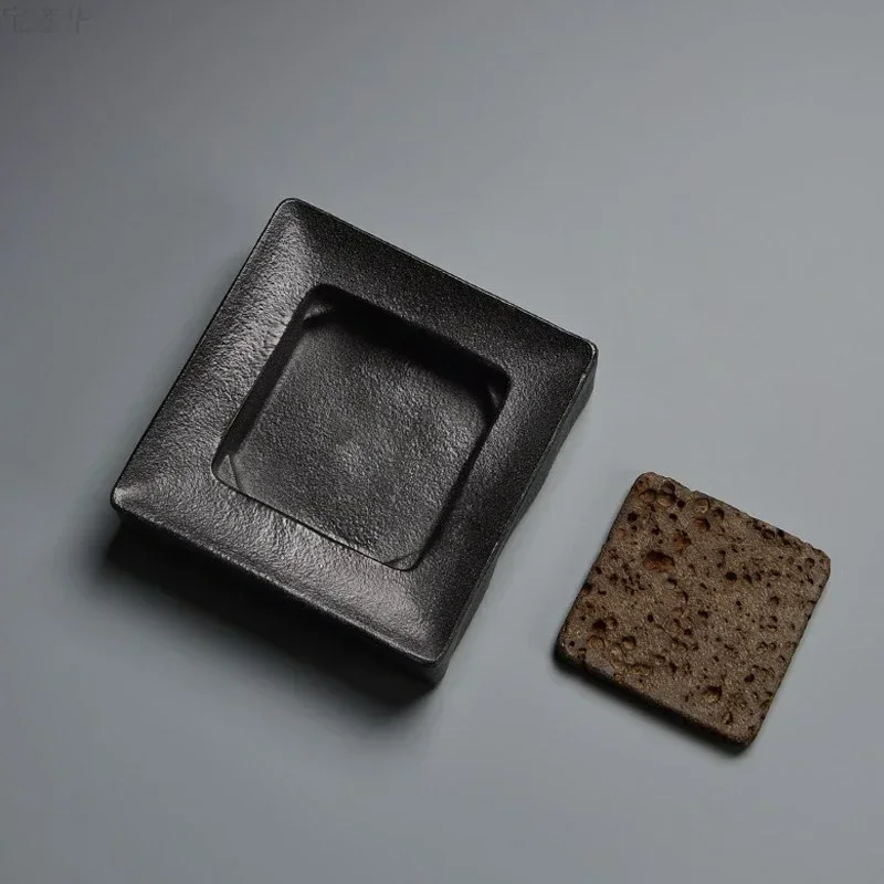 

Stone Tea Tray Plate Teapot Board Natural Volcanics Teaware Water Storage Chinese Antique Table Accessorie Home Decoration Black