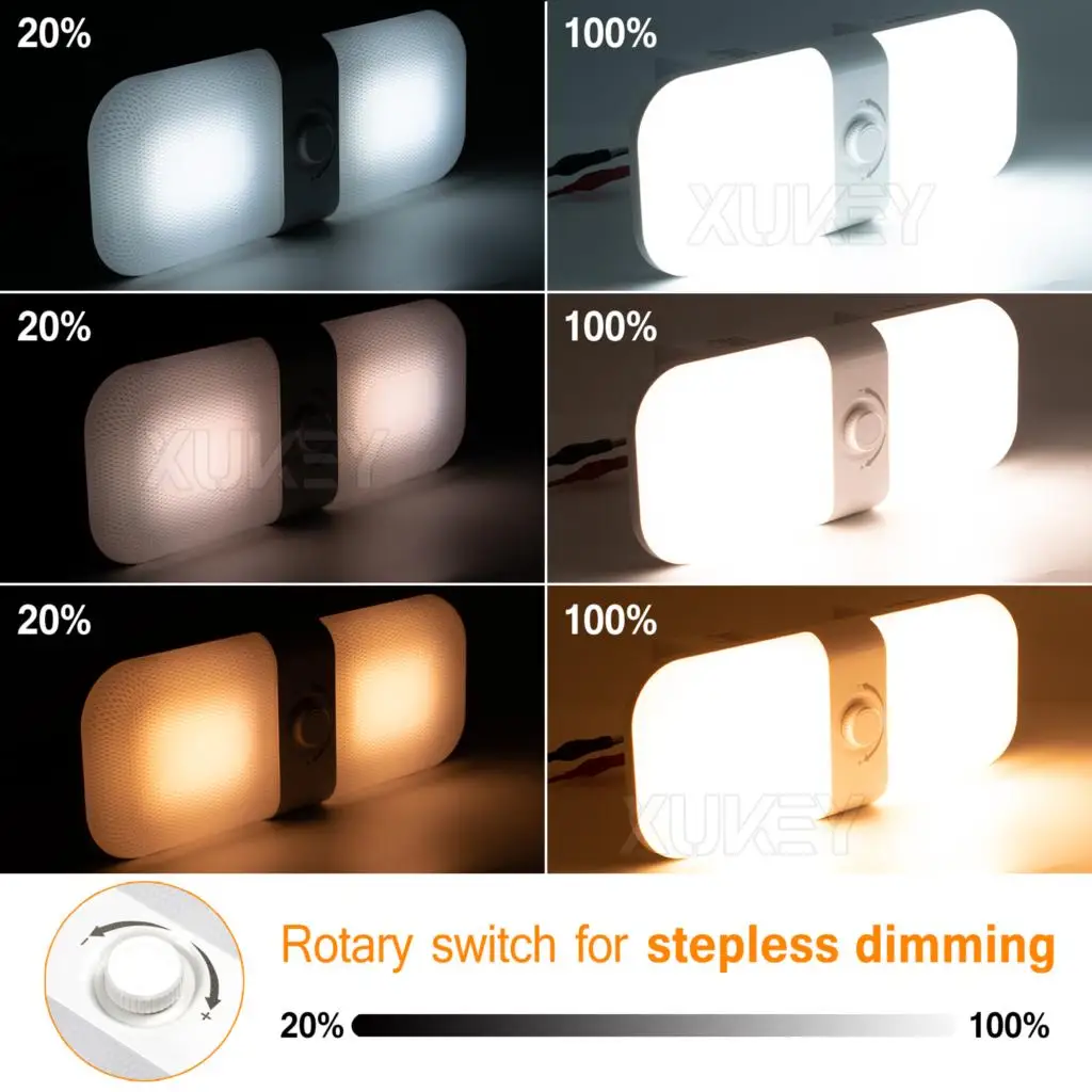 Roof Highlight Rv Reading Light 120Led 12-24v Switch Cab Ceiling Dome Light 3 Color Tem Dimmable Cabin Interior Lamp Camper Boat