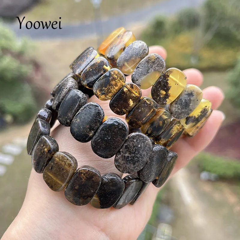 100% Real Amber Bracelet&Bangle for Gift 2024 Unique Baltic Diy Oval Medical Beads Original Natural Stone Fine Jewelry Wholesale