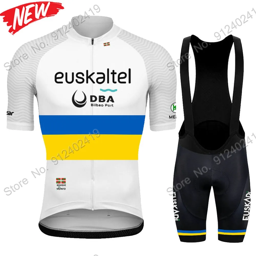 2023 Euskaltel DBA Euskadi Ukraine Team Cycling Jersey Set Men Summer Bicycle Clothing Suit Bicycle Bib Shorts MTB Ropa Maillot