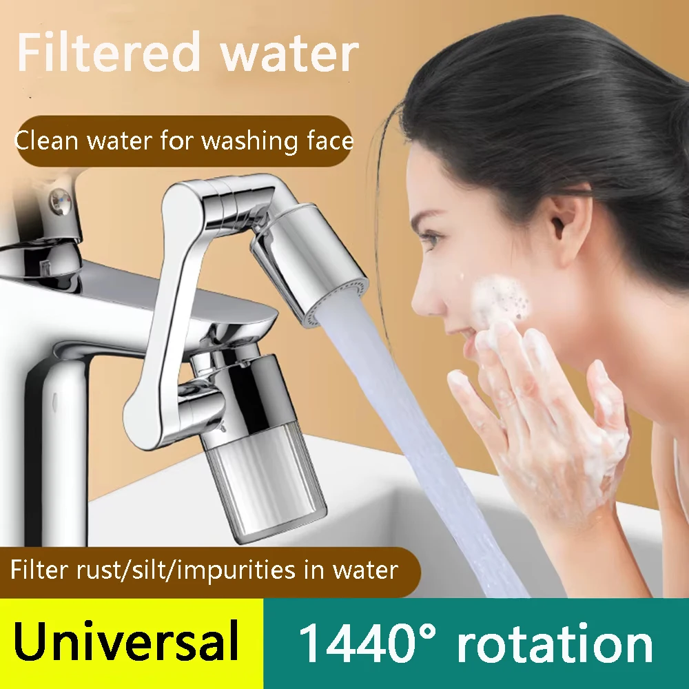 Anti-splash Universal Faucet Extender Adjustable 1440° Rotate-Freely with Filter 2 Modes for Kitchen Bathroom Home Accessories