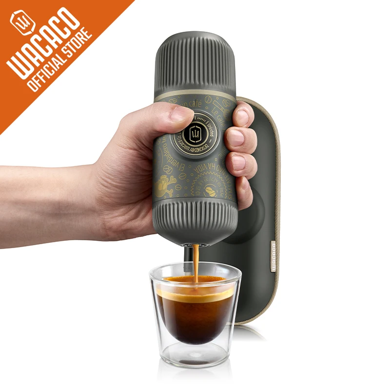 WACACO Nanopresso Dark Souls, Portable Espresso Maker, Bundled with Protective Case, Upgrade Version of Minipresso