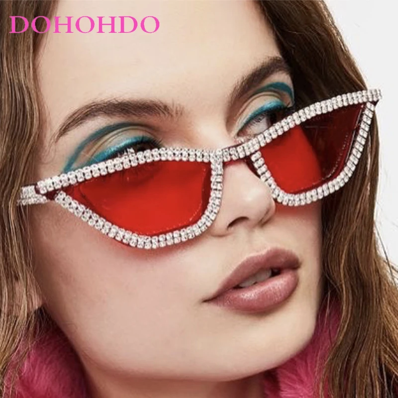 

Trendy Small Frame Cat Eye Imitation Diamond Sunglasses Women Men Luxury Brand Designer Outdoors Party Shade Sunglasses UV400