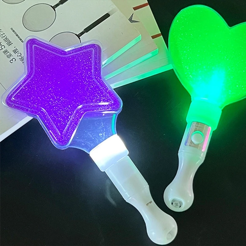 Set of 5 Flashing Wands Heart Star Light Up Wand Sticks Colors Change LED Glow for Festivals Celebrations