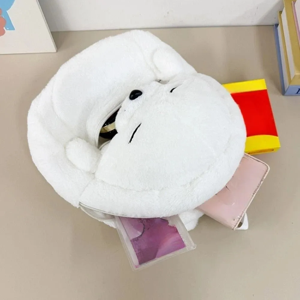 Cartoon Cute Seal Backpack Solid Color Versatile Fluffy Seal Schoolbag Simple Lightweight Shoulder Bag Women Girl Accessories