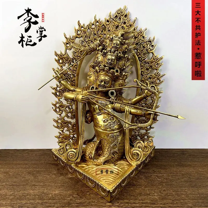 Tibetan Tantra Large Pure Copper Jarah Hula Protector One of the Three Uncommon Protectors of Viniu Tianluo Hula Dragon and Snak