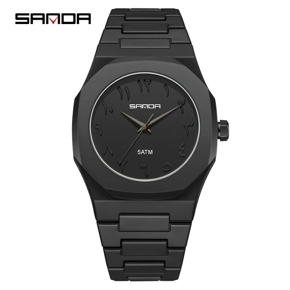 SANDA 9091 New Minimalist Watch Fashion High Beauty Waterproof Men's Watch Niche Digital Bicolor Disc Quartz Watch Women's Watch
