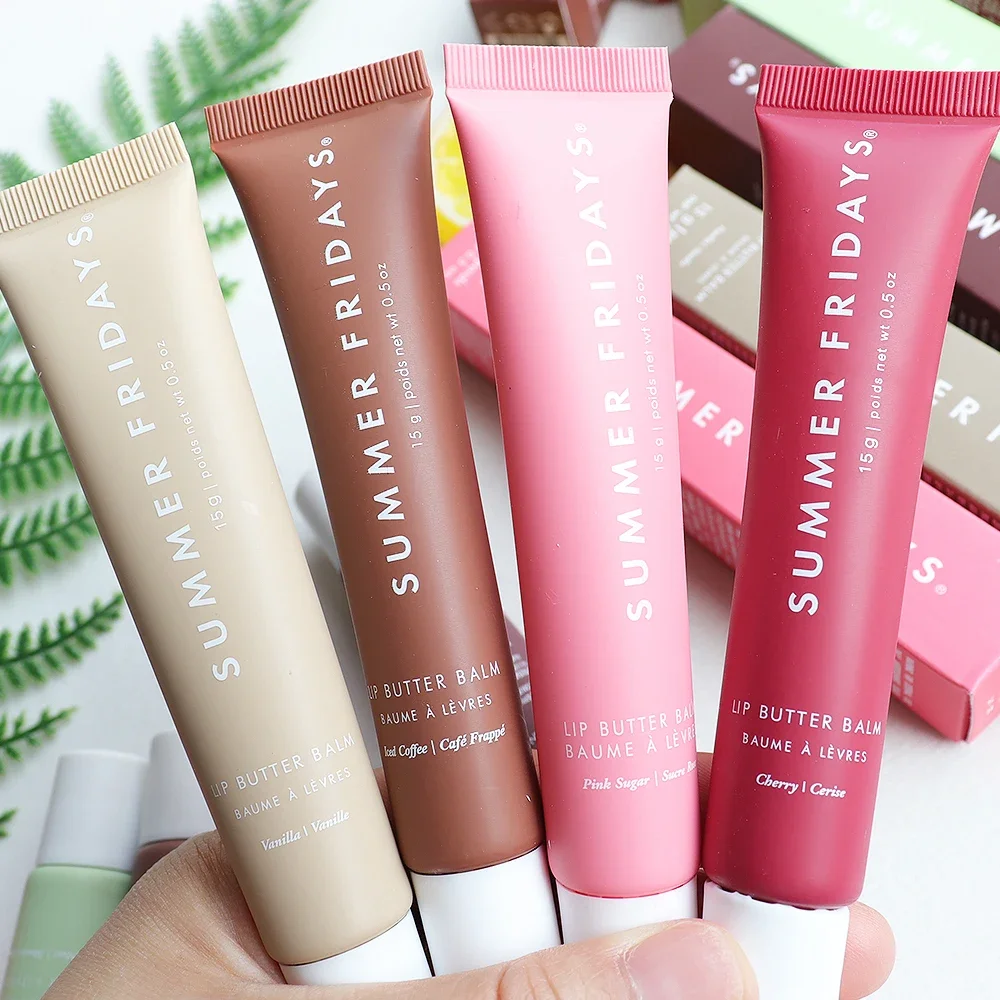 Ins Summer Fridays bálsamo labial hidratante brillo de labios cacao caliente cereza rosa pastel de cumpleaños olor lápiz labial maquillaje de aceite transparente