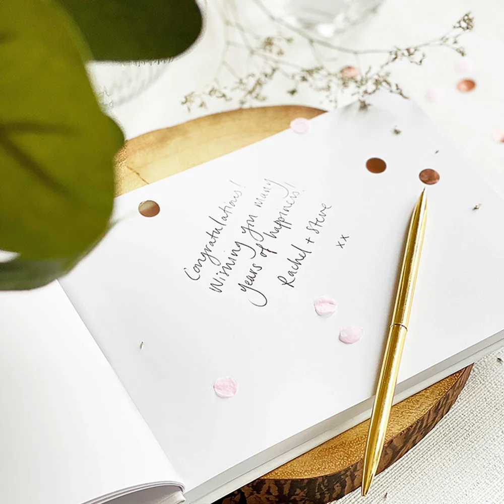 Libro de invitados blanco personalizado para bodas, suministros de decoración, recuerdo, bautismo, álbumes, regalos