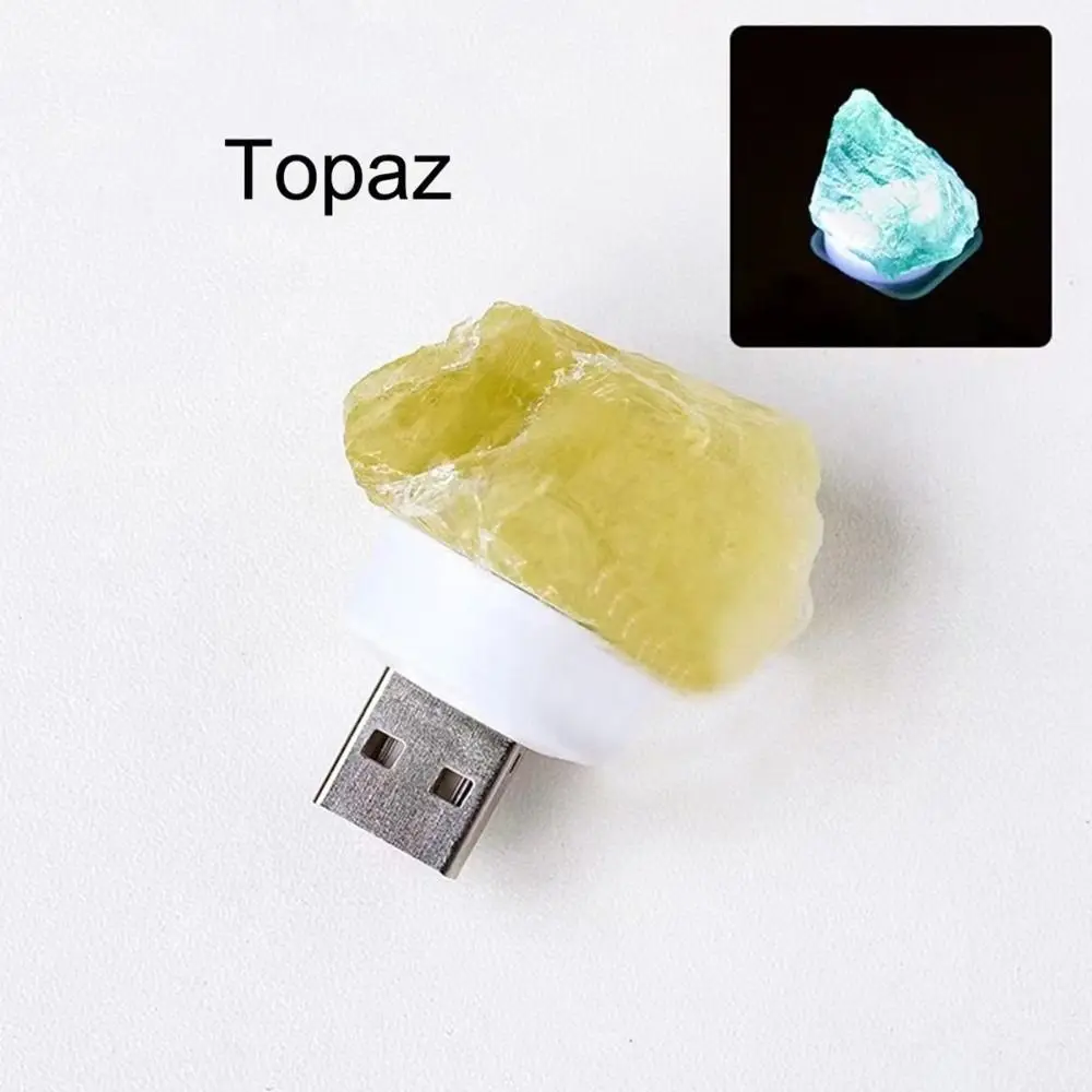 Irregular Shape Crystal Night Lamp Multicolor Amethyst Reiki Healing Stone Rose Quartz Atmosphere USB Light Healing Room