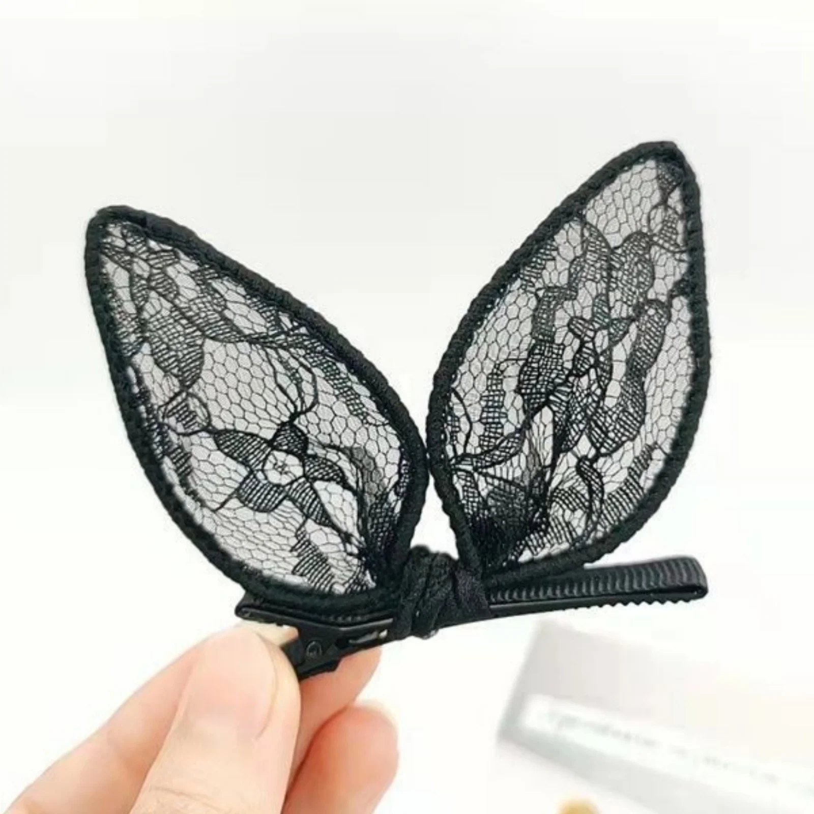 2PCS schwarze Hasenohren gebrochene Haarspange Mode Pony Seite Entenschnabel Clip Kopfschmuck Hunderte von Band ein Wort Clip Haarkarte – Detail 4