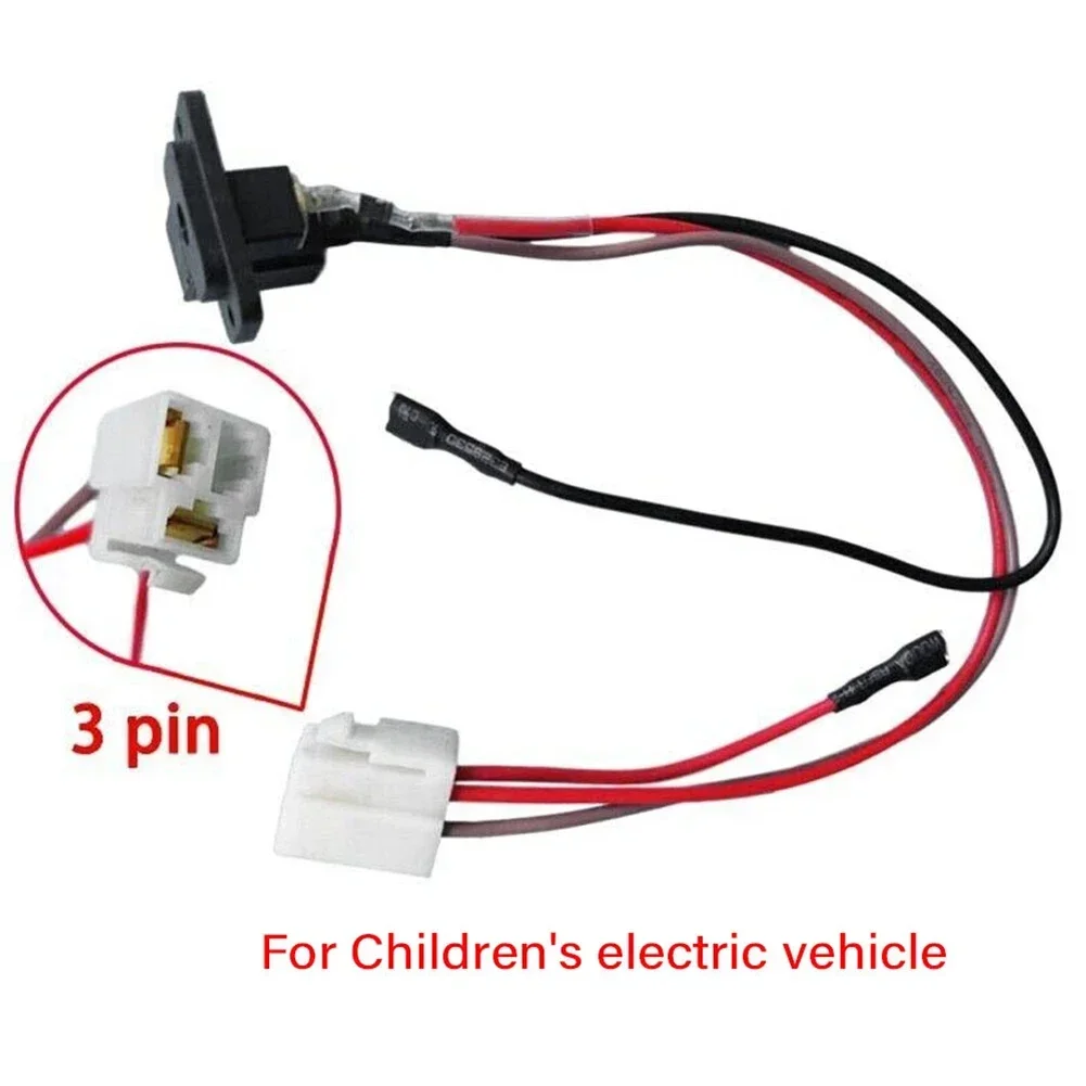 Children's Electric Car Charger Socket With Wire Replacement 6V/12V/24V Round Charging Port Connects Wiring Harness And Fuse