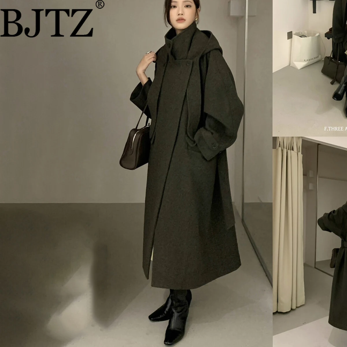 

BJTZ 2025 Autumn Premium Wool Blend Coat Jacket Belt - Thick Outerwear, Elegant Minimalist Design Women’s Luxe Casual Coat