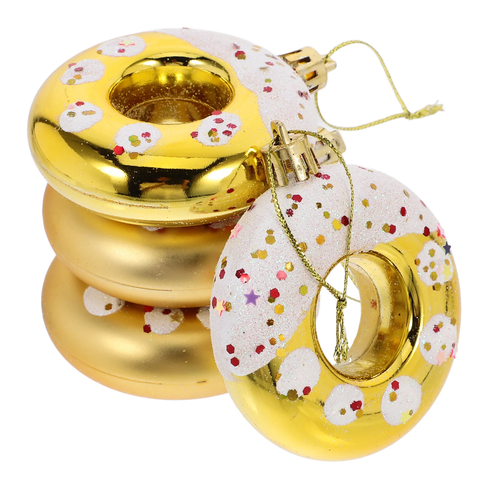 

4pcs Christmas Ball Ornaments Donut Shape Hanging Pendant For Xmas New Year Birthday Party Home Tree Decoration Doughnut Dessert