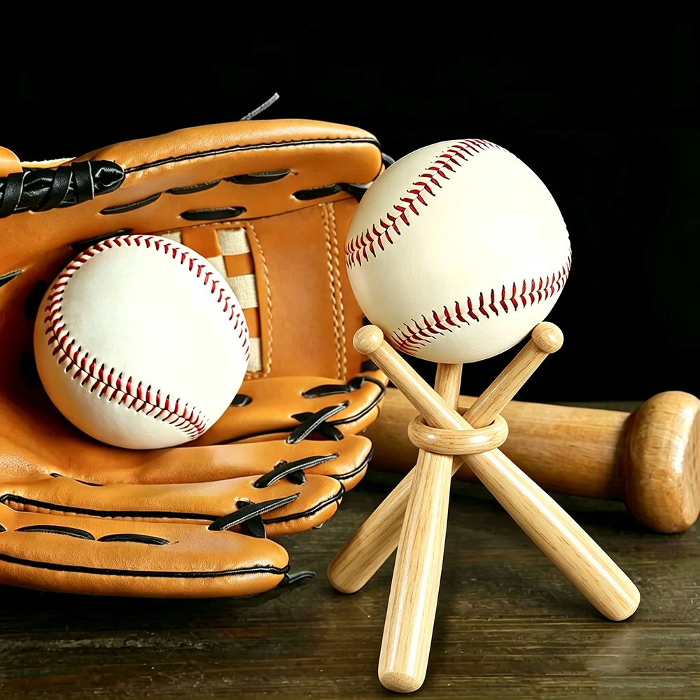 Wooden Baseball Bat Holder Mini Baseball Stand Baseball Display Stand Mini Wooden Stick Baseball Round Wooden Stick Bracket