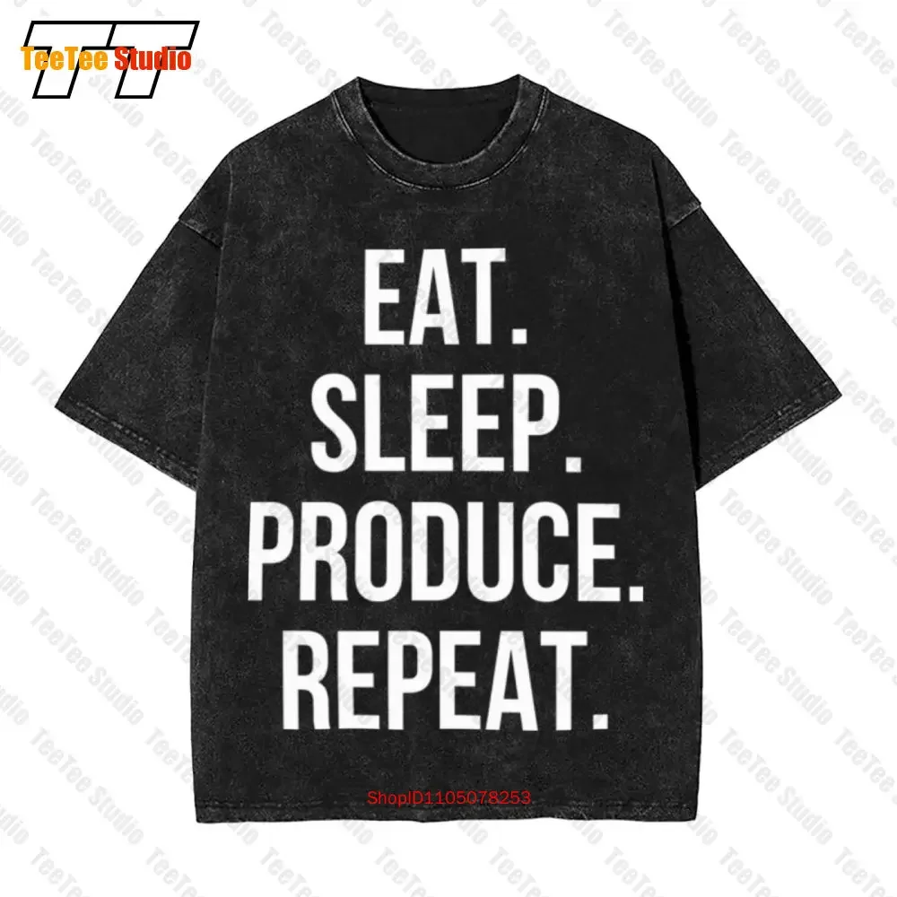 Eat Sleep Produce Repeat Vintage Oversized T-Shirt 4BA8