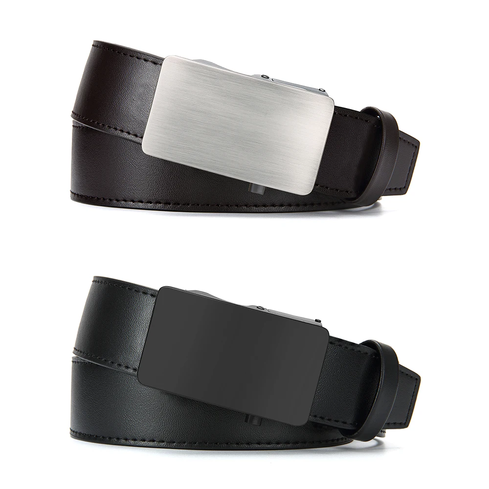 

Men's Premium Leather Smooth Ratchet Business Belt Men's Dress and Casual Daily Adjustable Buckle, Tailor-made 2PCS