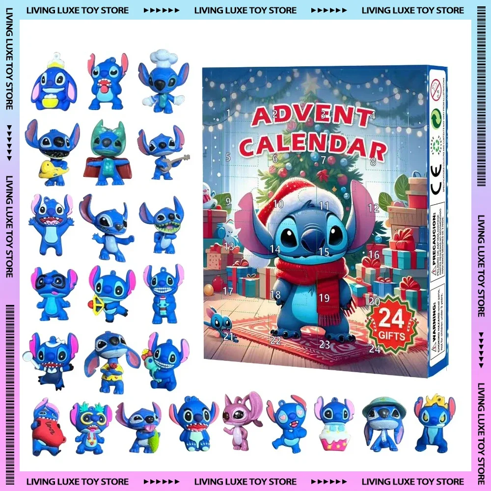 Anime Lilo Stitch Figurka Halloween Anioł Boże Narodzenie Kalendarz adwentowy Pudełko Kawaii Stitch Figurka Model akcji Zabawki Prezenty świąteczne