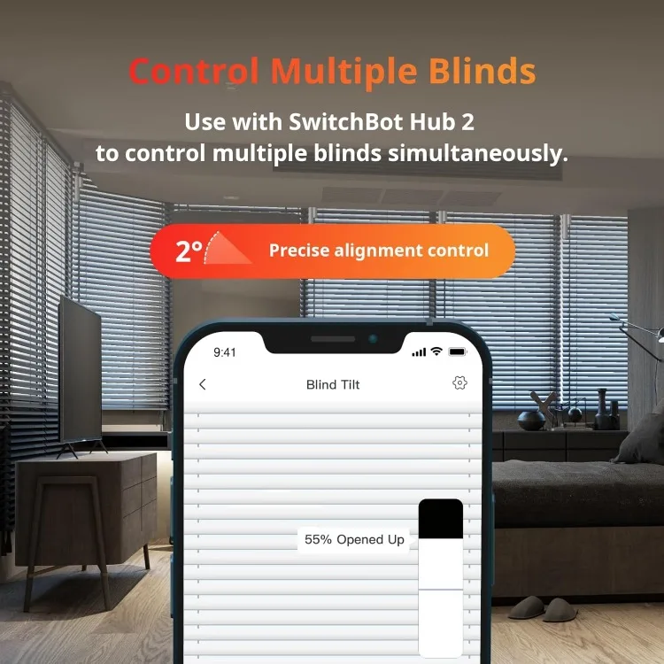 Blind Tilt Automatic Blind Opener 3-Pack & Hub 2- Smart Motorized Blinds with Bluetooth/IR Remote Control