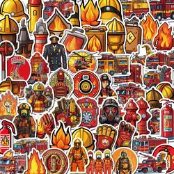 61PCS Firefighter Fire Decor Stickers Vintage For DIY Kids Notebook Luggage Motorcycle Laptop Refrigerator Decal Toys