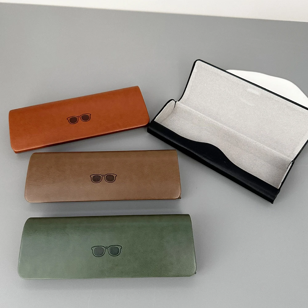 Pu Leather Eyeglass Case Classic Prescription Glasses Case Magnetic Eyeglass Holder Portable Sunglasses Hard Case For Daily Use