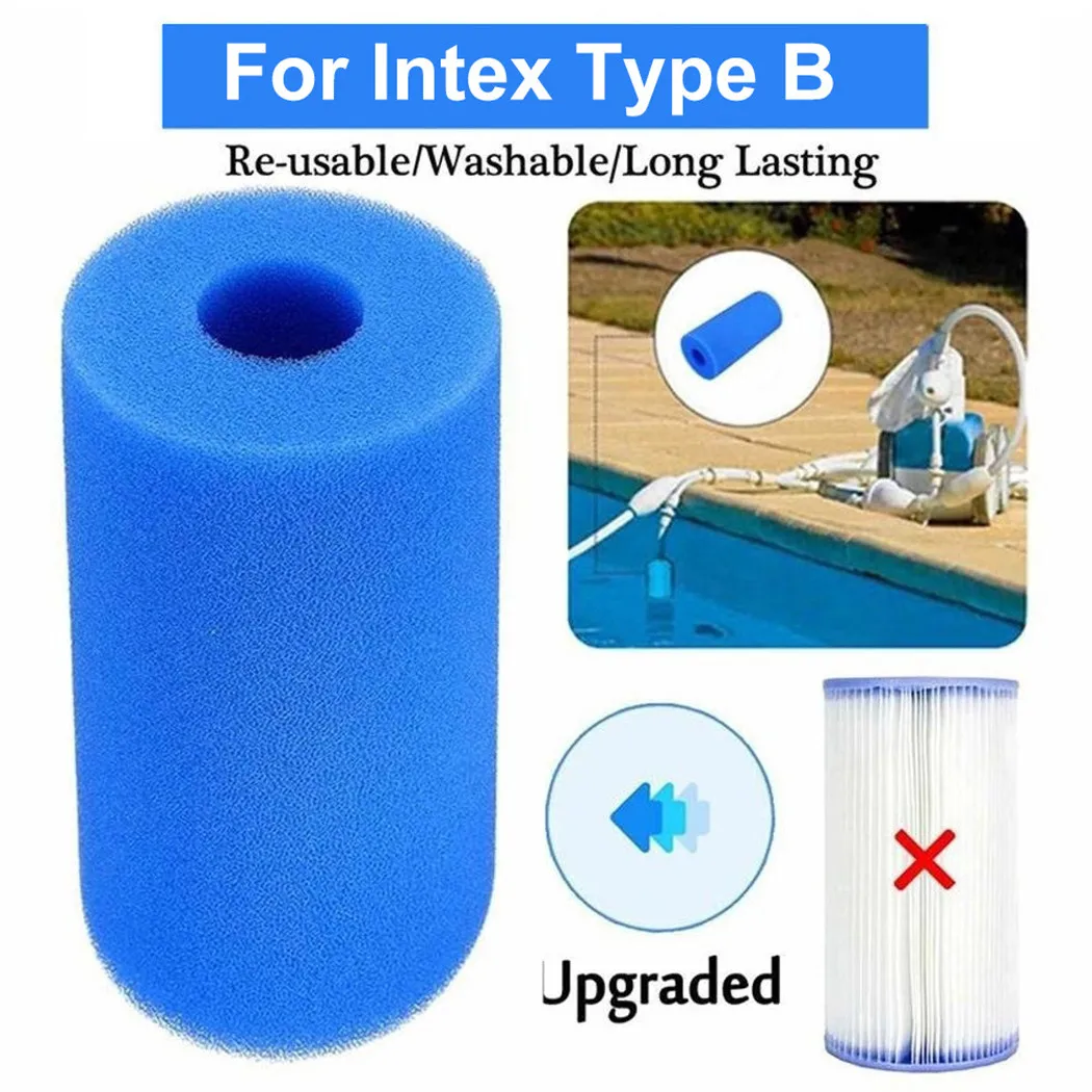 1pcs Reusable Washable Swimming Pool Filter Sponge Foam Cleaner Tub Filter Cartridge Garden Accessories For Intex Type B