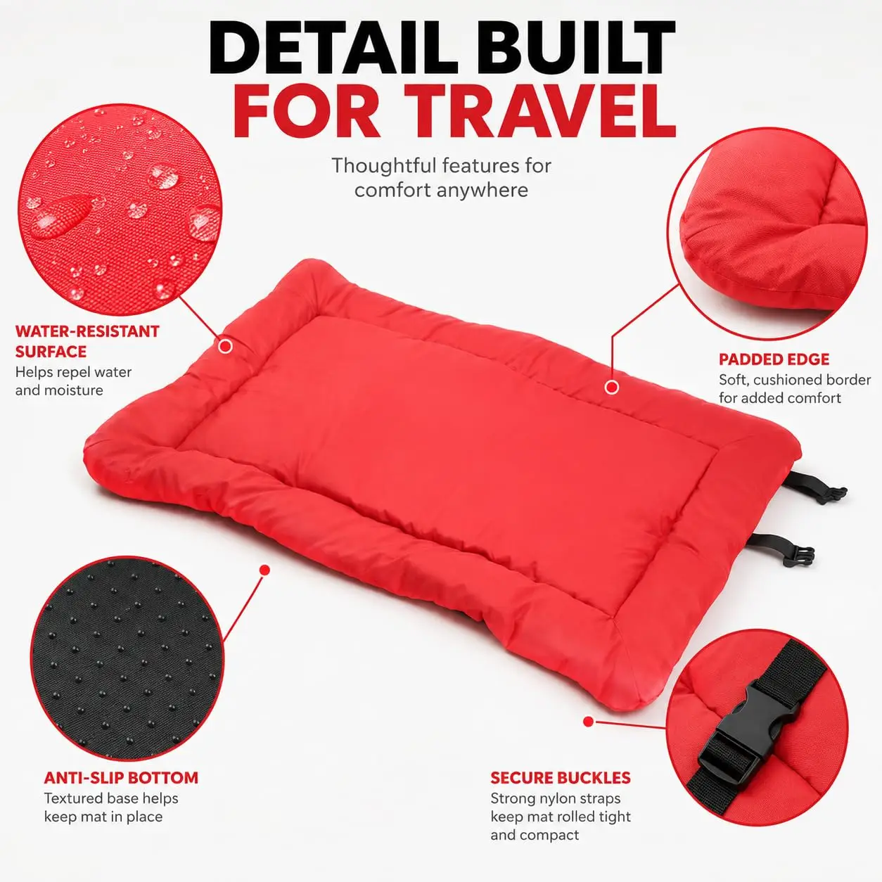 Dog Camping Sleeping Pad Features Anti-Slip Bottom For Stable Resting Experience Outdoor Road Trips