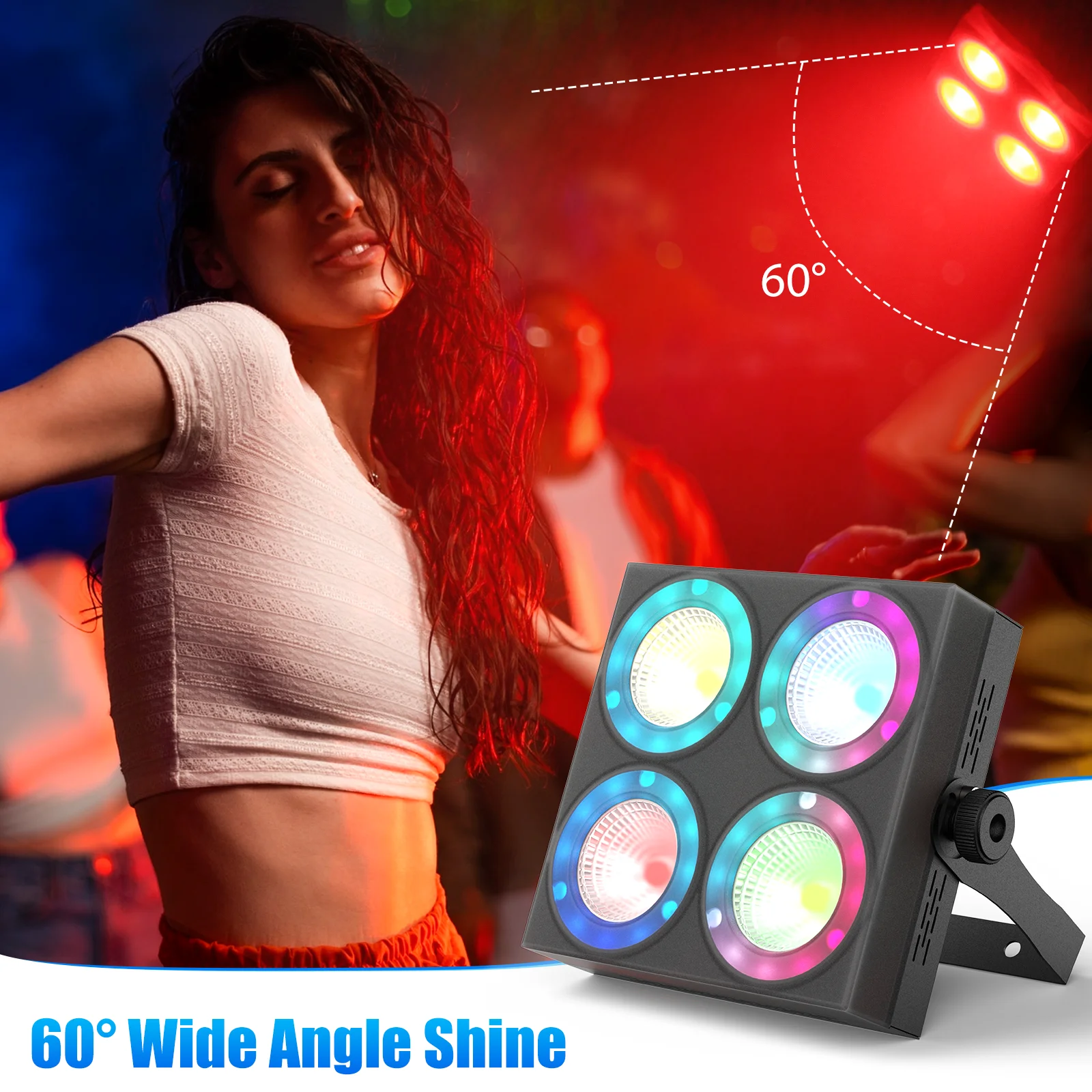 Yiflamefly 4Pcs Mini 80W RGBW LED Wash Par Lights Square 4-eye Fill Lights With Aperture DMX Stage Lights For Bar Wedding Party