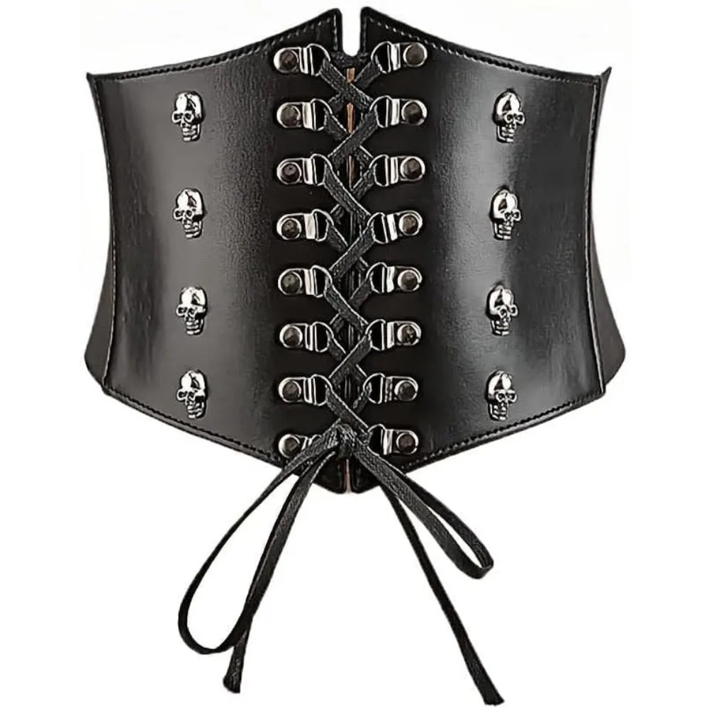 Cintura da donna Cintura elastica con lacci nera Cintura con corsetto legato Cintura elastica in vita