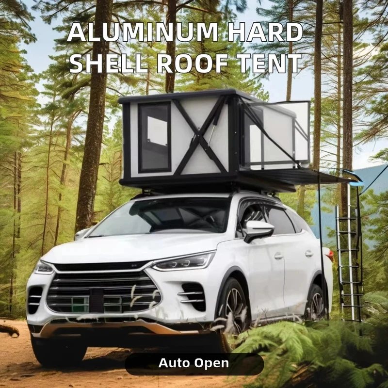 Waterproof Aluminum Hard Shell Rooftop Tent with Side Flap & Access Ladder for Outdoor Camping