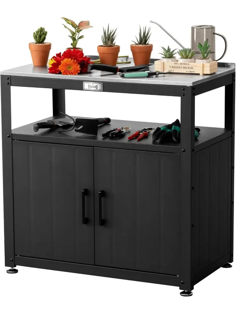 

Garden Potting Bench with Storage Cabinet,Outdoor Gardening Table & Work Bench for Plants, Horticulture,Outdoor Workstation with