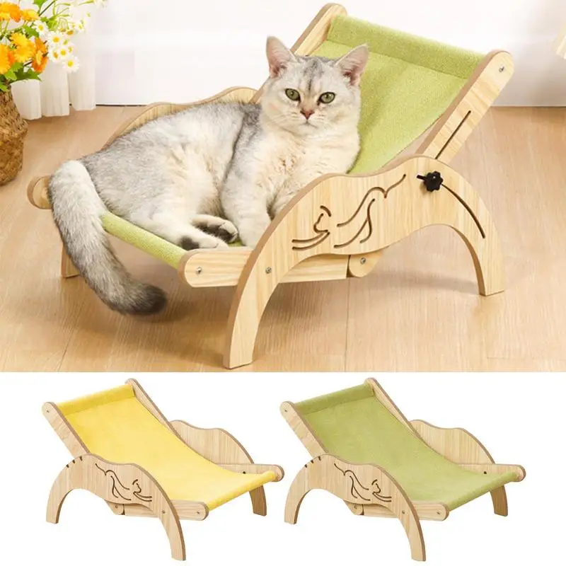 

Portable Cat Chair Pet Natural Wooden Sisal Bed Adjustable Recliner Puppy Sleeping Nest House Comfort Nestapply Cat Dog Supplies