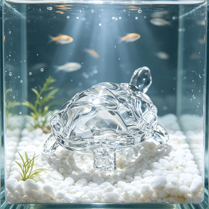 1 Piece Crystal Turtle Ornament, Mini Turtle Statue, Fish Tank Decoration, Aquarium Decoration, Chinese Auspicious Home Office Desk Accessory