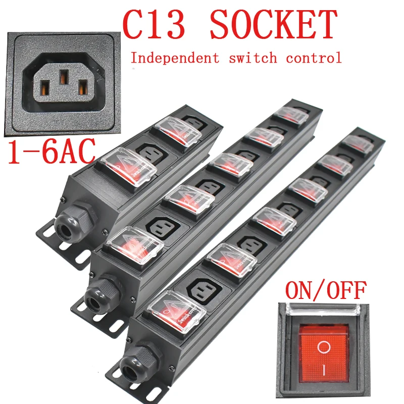

PDU power strip network cabinet rack 1-6AC C13 socket double break switch independent control C14 plug 2m extension line