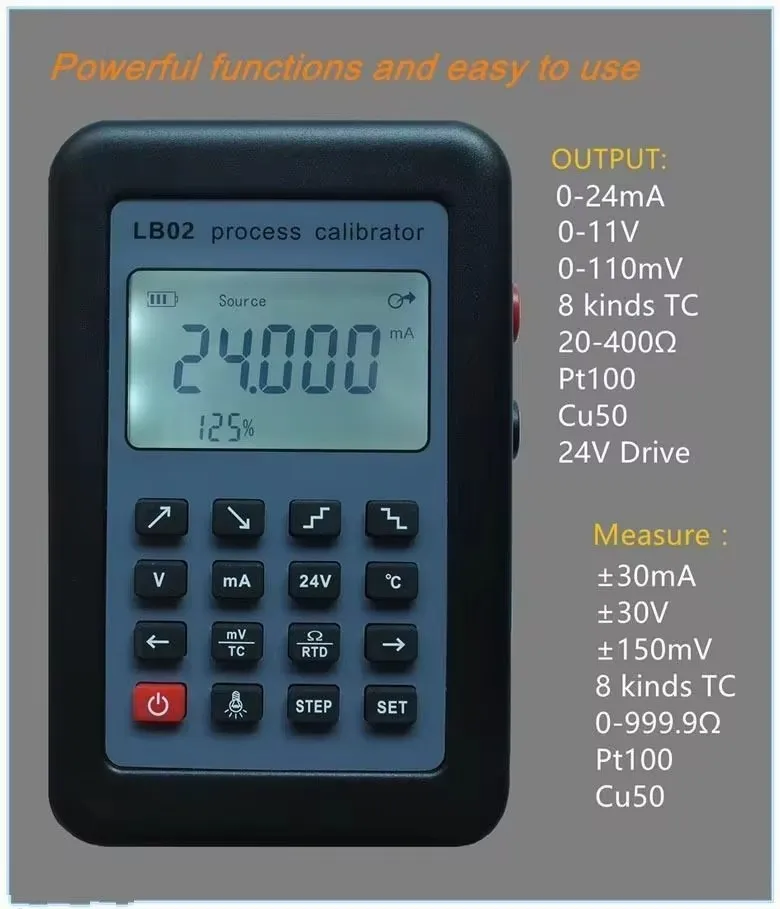 LB02 Resistance Voltage Meter 4-20mA 0-10V/mV Signal Generator Source Thermocouple PT100 Temperature Process Calibrator Tester