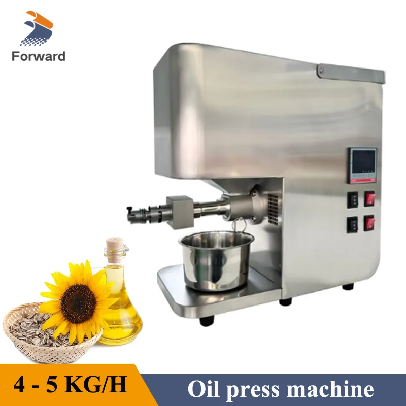 

Screw Oil Extraction Press 4-5KG/H Groundnut Sesame Sunflower Oil Press Machine Stainless Steel