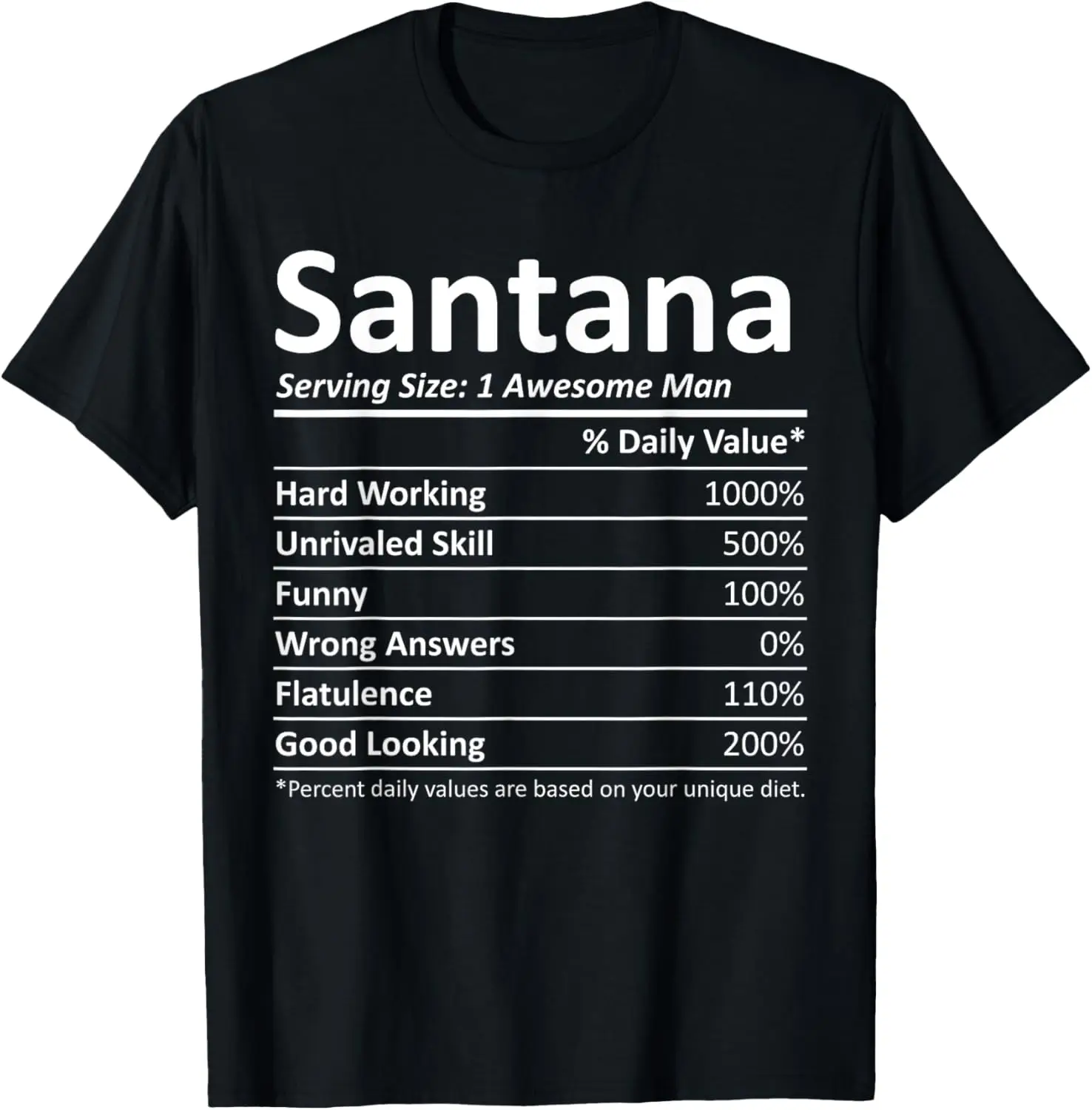 

SANTANA Nutrition Funny Birthday Personalized Name Gift Idea T-Shirt