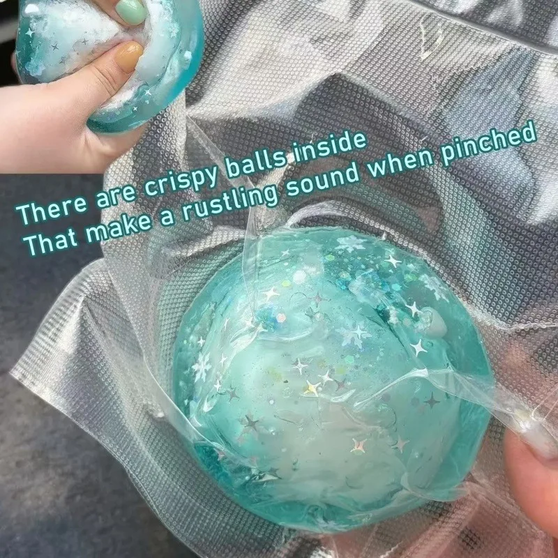Sea Salt Fidget Sensory Soft Ball Toy Stress Relief Crunchy ASMR Sound Squeeze Decompression Anxiety Calming Gift for Adults