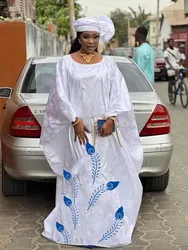 Robes longues avec écharpe pour femmes africaines, vêtements de fête de mariage, robe brillante originale, dashiki, taille libre