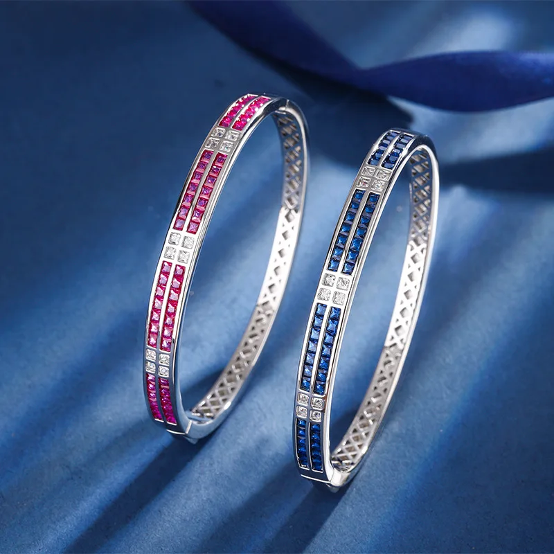 

Jewelry Luxury Inlaid Colored Gemstone Artificially Cultivated Gemstone Retro Bracelet Luxury Inlaid Bracelet