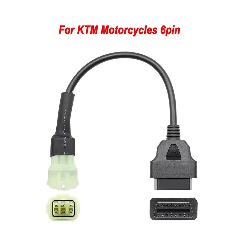 Cables adaptadores de herramienta de diagnóstico de conector OBD2 de 6 pines a 16 pines para motocicleta KTM