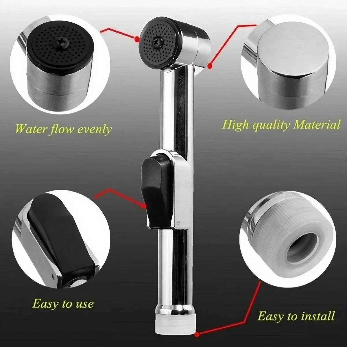 Handheld ABS Shower Head with Adjustable Spray Modes for Bathroom Sink Faucet Easy Install Water Saving Shower Hose