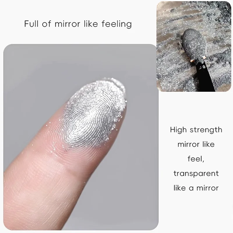 Gold and Silver Powder Nail Art Hook Edge Mirror Aurora Super Flash Nail Jewelry, Metal Effect, Mirror Powder Set